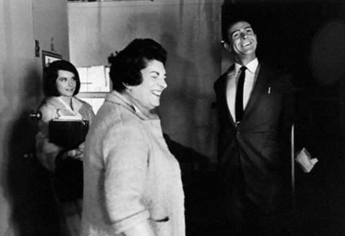 Photograph of Diane Baker, Sean Connery and Peggy Robertson, taken during the filming of "Marnie".