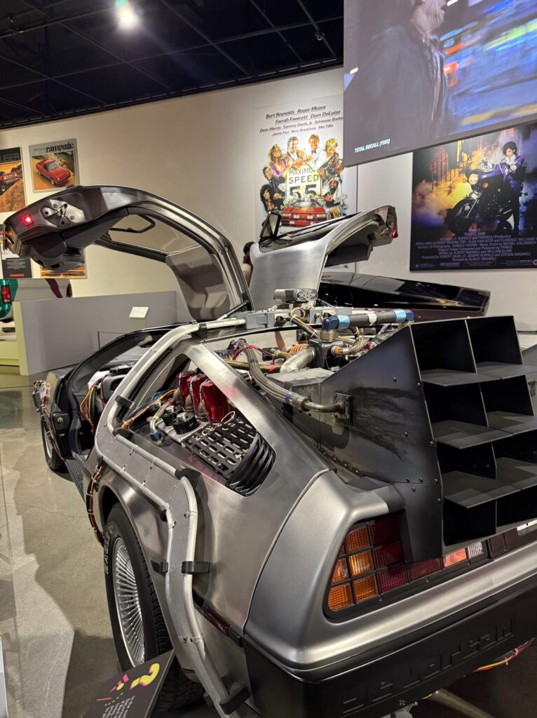 1981 DeLorean DMC-12 Time Machine from Universal Pictures' Back to the Future 1985. This car is on exhibit at the Totally Awesome Exhibit at the Petersen Automotive Museum. As photographed by Regina Luz Jordan for Hollywoodland News