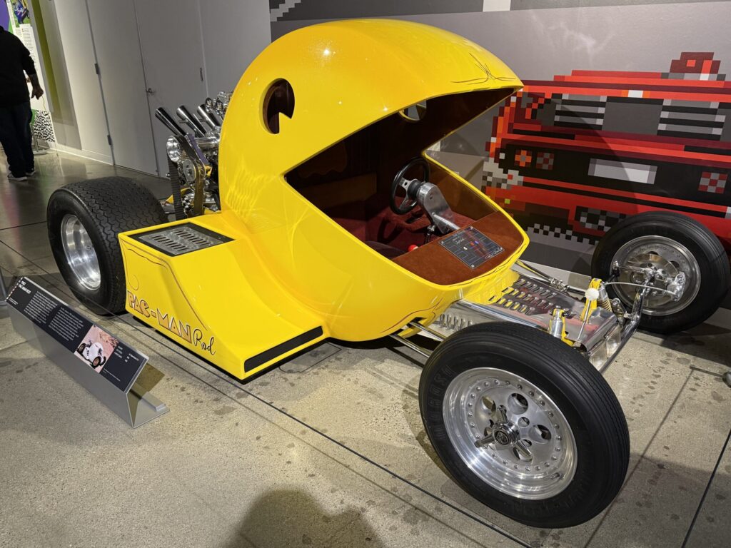 1982 Pac-Man Rod by Hot Wheels designer Larry Wood modeled after the 1980 maze video game developed and published by Namco. This car is on exhibit at the Totally Awesome Exhibit at the Petersen Automotive Museum. As photographed by Regina Luz Jordan for Hollywoodland News