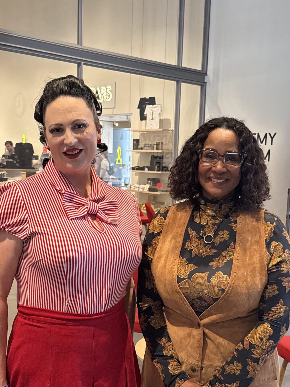 Sharen Davis with Regina Luz Jordan for Hollywoodland News at the Academy Museum for Motion Pictures on June 19, 2025