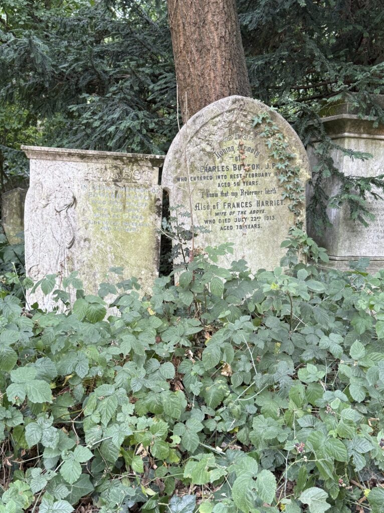 Magnificent Seven Cemeteries toppled and stacked gravestones as featured in the Abney Park photographed by Kristin Wojkowski for Hollywoodland News