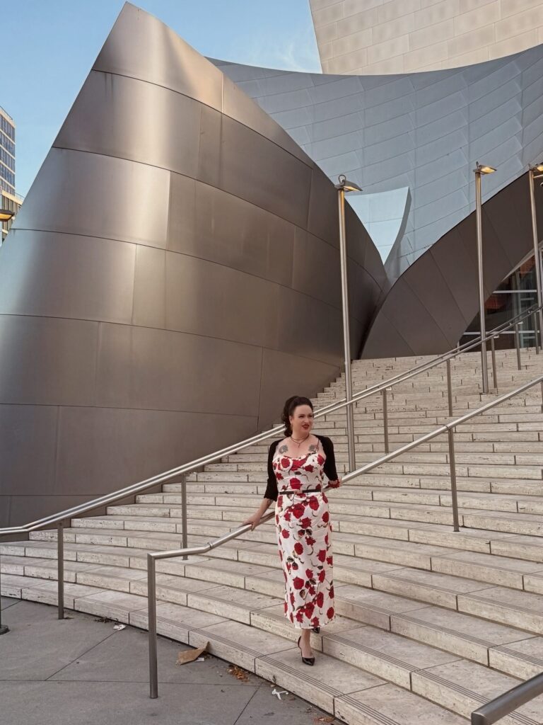Regina Luz Jordan from Hollywoodland News at the Walt Disney Concert Hall for the Gershwin and Strauss Concert on May 23, 2025