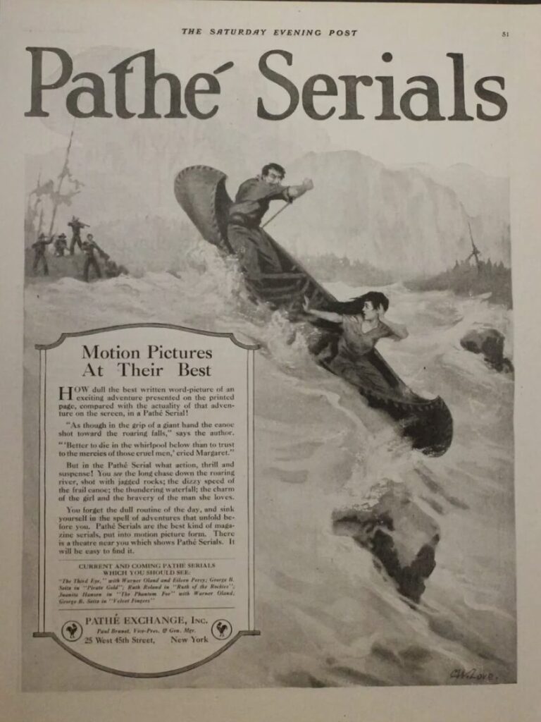 Silent Film Serials Ad to keep moviegoers coming back