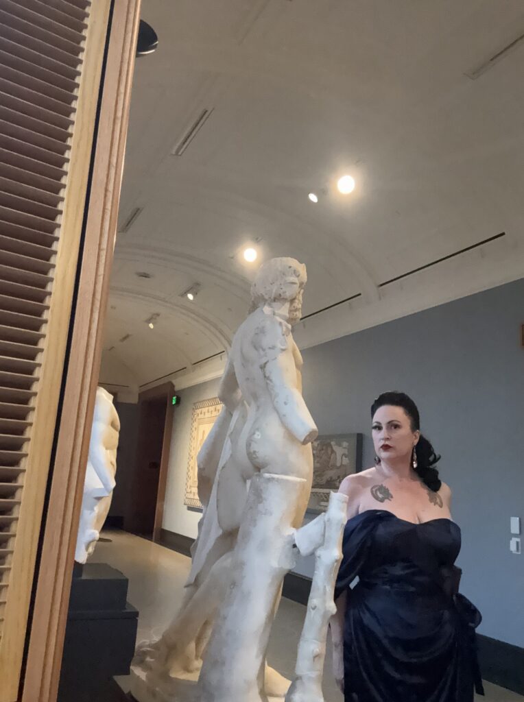 Regina Luz Jordan at the Getty Villa Reopening Reception. Photo by Regina Luz Jordan for the Hollywoodland News.
