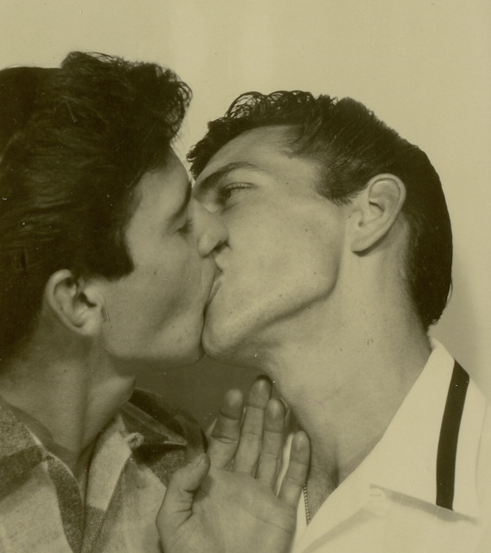 Two Young Men Kissing in Photo Booth, about 1953
Joseph John Bertrund Belanger
Image: 4.5 × 4 cm (1 3/4 × 1 9/16 in.)
Gelatin silver print
ONE Archives at the USC Libraries, Los Angeles
EX.2025.5.86
Getty Pride 2025